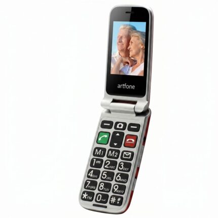 Telefon Artfone CF241A cu clapetă pentru seniori – taste mari, buton SOS, meniu română, Dual SIM