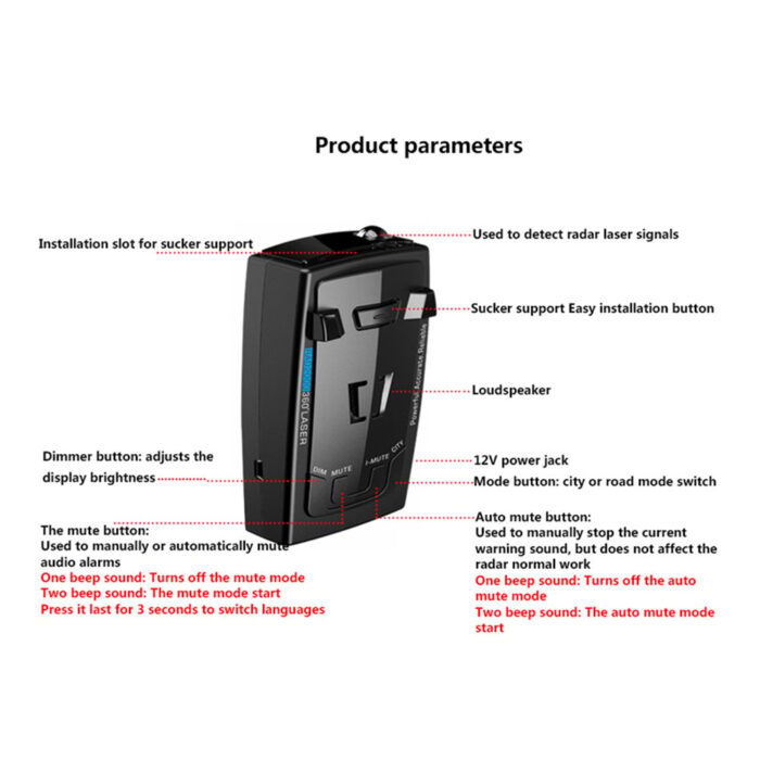 detector de radar claustel rad2000 16 benzi detectie laser 360 grade x k ka detecteaza radare si pistoale radar noi ecran led accesorii incluse 846236