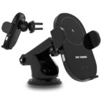Suport Auto Telefon cu Încărcare Wireless 15W, Prindere Automată Motorizată și Montare pe Bord / Ventilație