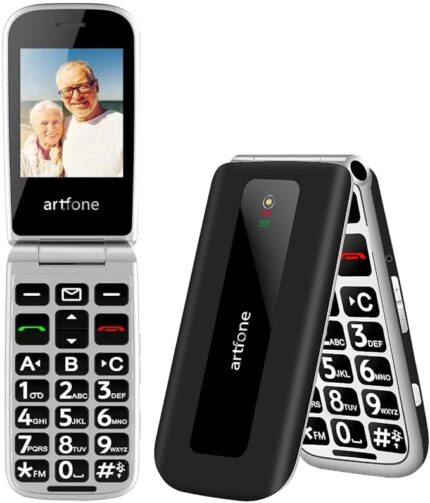Telefon Mobil Artfone F20 – Dual SIM, Taste Mari, Buton SOS, Autonomie Mare, Meniu în Limba Română Negru - artfone