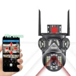 Cameră Supraveghere WiFi 12MP V380 cu 3 Lentile HD și PTZ 360°