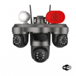 Cameră supraveghere WiFi cu 3 lentile, 12MP, aplicație OKAM Pro, vedere nocturnă color, audio bidirecțional