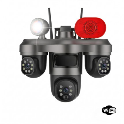 Cameră supraveghere WiFi cu 3 lentile, 12MP, aplicație OKAM Pro, vedere nocturnă color, audio bidirecțional